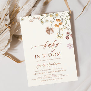 Wildflower Baby in Bloom Baby Shower Terracotta Invitation