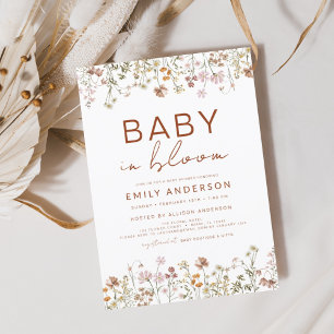 Wildflower Baby in Bloom Baby Shower Terracotta Invitation