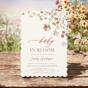 Wildflower Baby in Bloom Baby Shower Terracotta Invitation