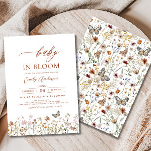Wildflower Baby in Bloom Baby Shower Terracotta Invitation