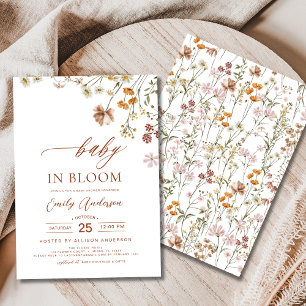 Wildflower Baby in Bloom Baby Shower Terracotta Invitation
