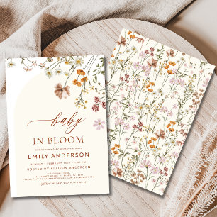 Wildflower Baby in Bloom Baby Shower Terracotta Invitation