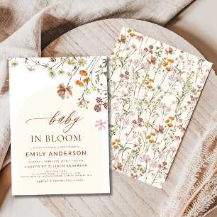Wildflower Baby in Bloom Baby Shower Terracotta Invitation