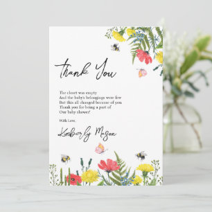 Wildflower Baby in Bloom Baby Shower Thank You Card