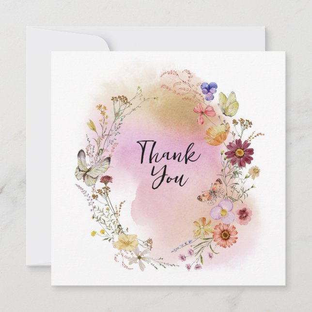Wildflower baby in bloom baby shower thank you card (Front)