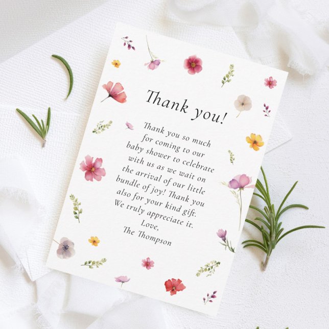 Wildflower Baby in Bloom Baby Shower Thank You Card (Creator Uploaded)