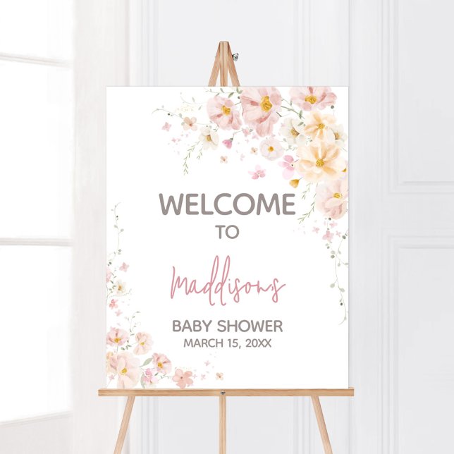 Wildflower Baby in Bloom Baby Shower Welcome Poster (Baby in Bloom Baby Shower Welcome Sign)