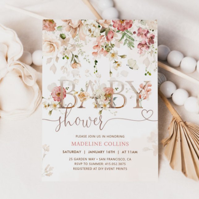Wildflower Baby In Bloom Blush Floral Baby Shower Invitation (Creator Uploaded)