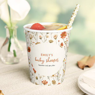 Wildflower Baby in Bloom Boho Fall Baby Shower Paper Cups