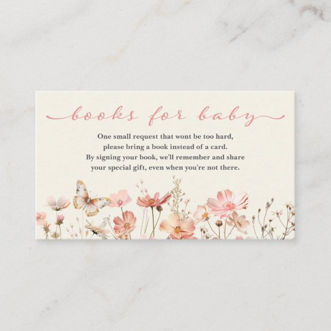 Wildflower Baby in Bloom Books For Baby Shower Enclosure Card (Front)