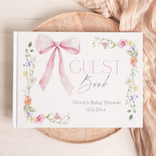 Wildflower Baby in Bloom Bow Baby shower Guest Book