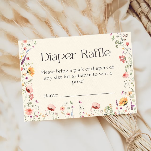 Wildflower Baby In Bloom Diaper Raffle Baby Shower Enclosure Card (Creator Uploaded)