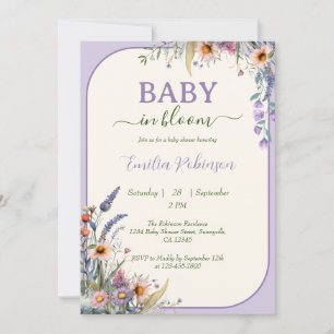 Wildflower Baby In Bloom Dusty Violet Baby Shower Invitation