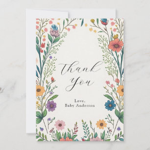 Wildflower Baby in Bloom Flat Thank You Card