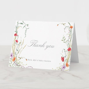 Wildflower-Baby in Bloom Floral Baby Girl Shower Thank You Card