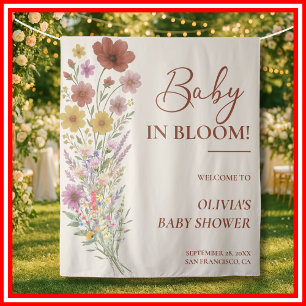 Wildflower Baby in Bloom Floral Boho Baby Shower Tapestry