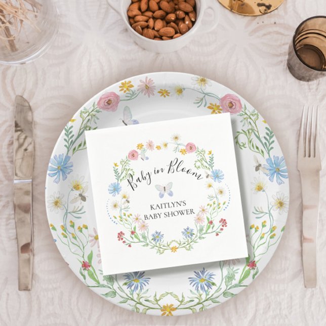 Wildflower Baby in Bloom Floral Watercolor Shower Napkin (Creator Uploaded)