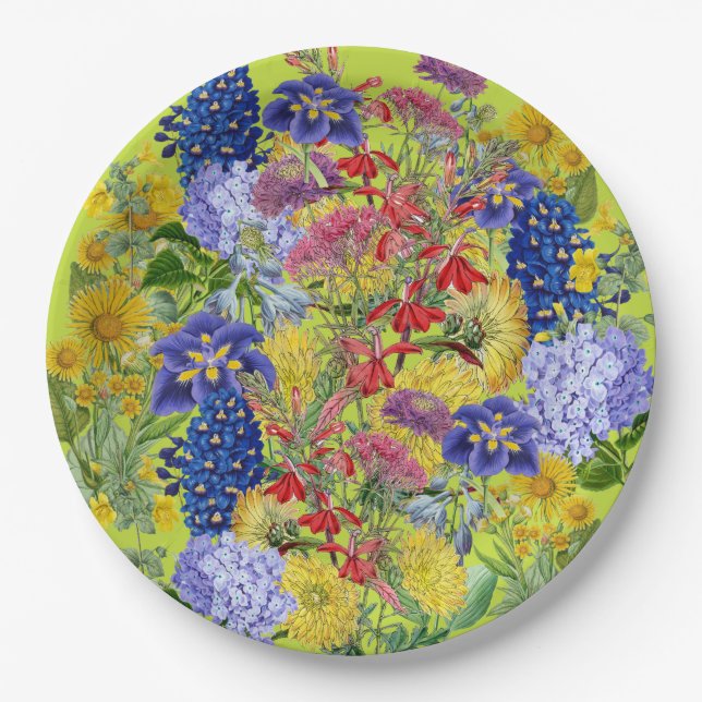 Wildflower Baby in Bloom Garden Floral Baby Shower Paper Plate (Front)