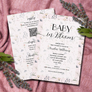 Wildflower Baby in Bloom Girl All in One Shower  Invitation