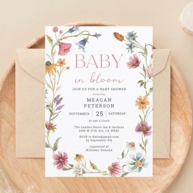 Wildflower Baby In Bloom Girl Baby Shower Invitation (Creator Uploaded)