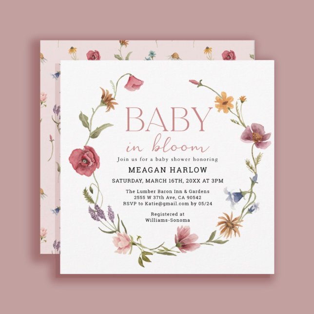 Wildflower Baby In Bloom Girl Baby Shower Invitation (Creator Uploaded)