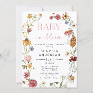 Wildflower Baby In Bloom Girl Baby Shower Invitation