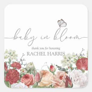 Wildflower Baby in Bloom Girl Favour Square Sticker