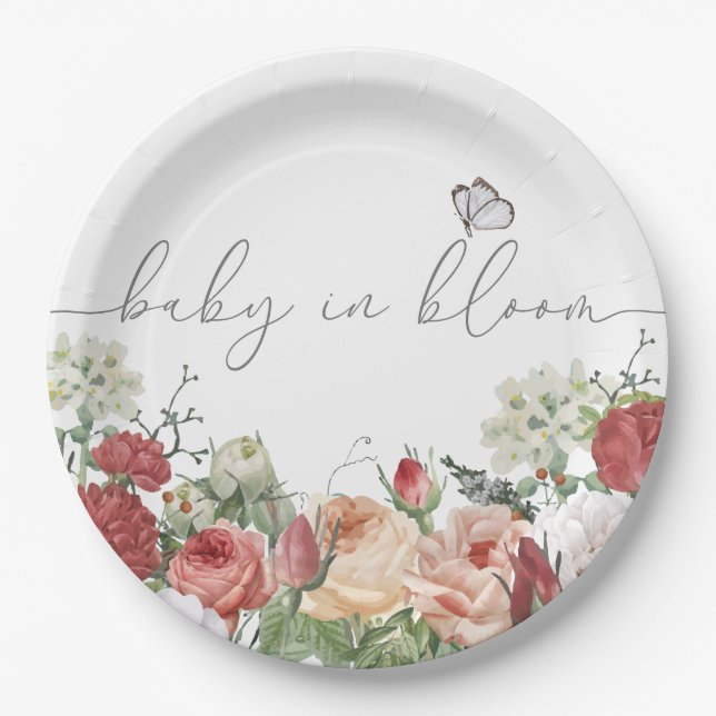 Wildflower Baby in Bloom Girl Paper Plate (Front)
