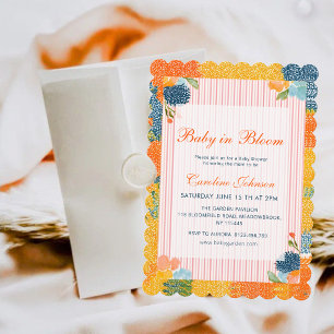 Wildflower Baby in Bloom Scalloped Baby Shower In Invitation