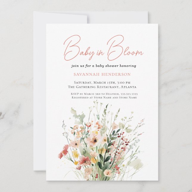 Wildflower Baby in Bloom Shower Invitation (Front)