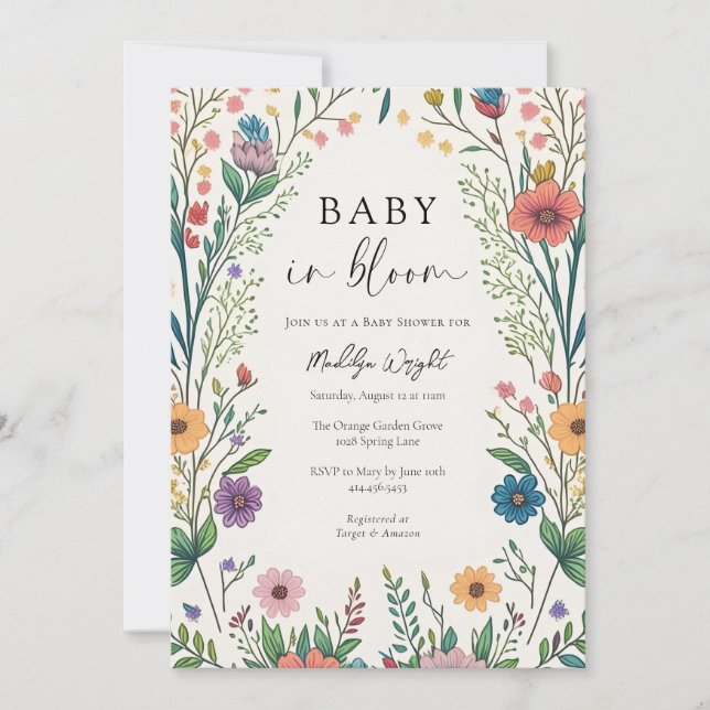 Wildflower Baby in Bloom Shower Invitation (Front)