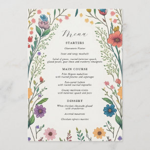 Wildflower Baby in Bloom Shower Menu