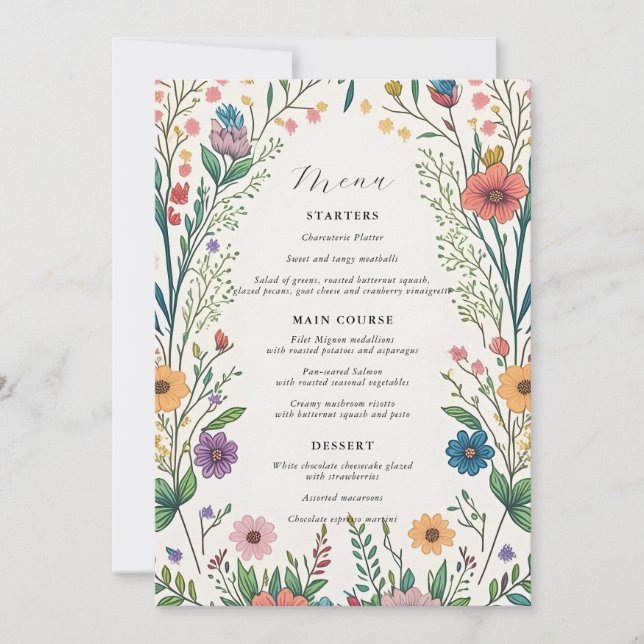 Wildflower Baby in Bloom Shower Menu Card (Front)