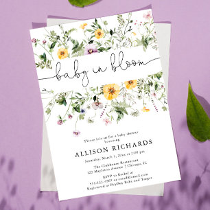 Wildflower Baby in Bloom Spring Floral baby shower Invitation