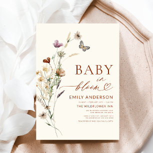 Wildflower Baby in Bloom Terracotta Baby Shower Invitation