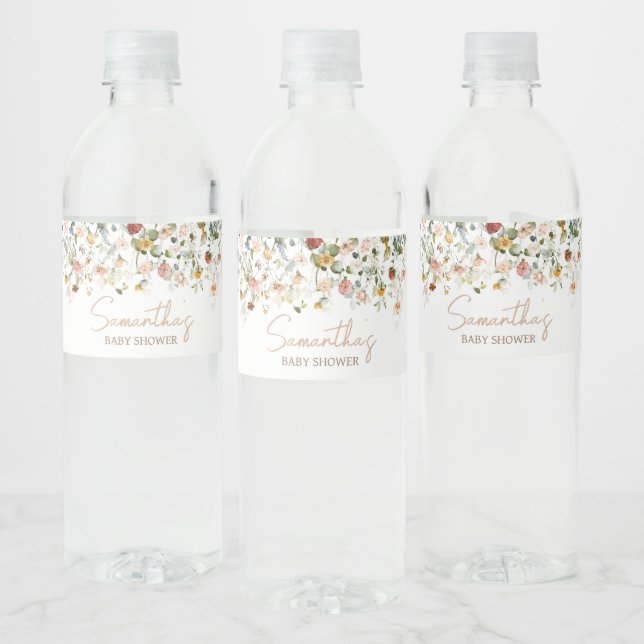 Wildflower Baby in Bloom  Water Bottle Label (Bottles)