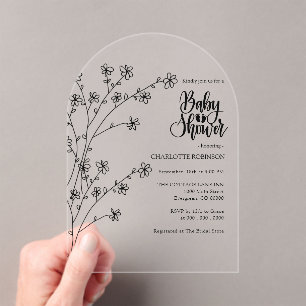 Wildflower Baby Shower Acrylic Invitations