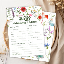 Wildflower Baby Shower Advice And Predictions Card