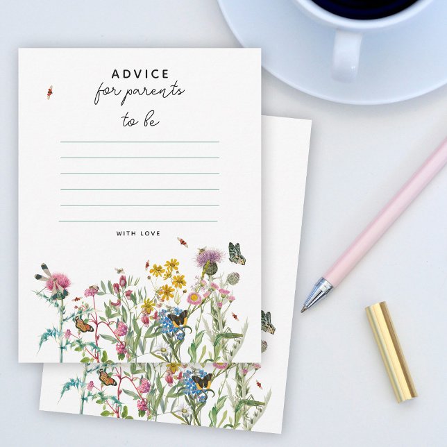 Wildflower Baby Shower Advice New Parents Card (Wildflower Baby Shower Advice New Parents Note Card)
