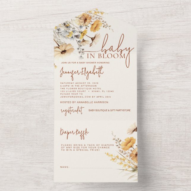 Wildflower Baby Shower  All In One Invitation (Inside)