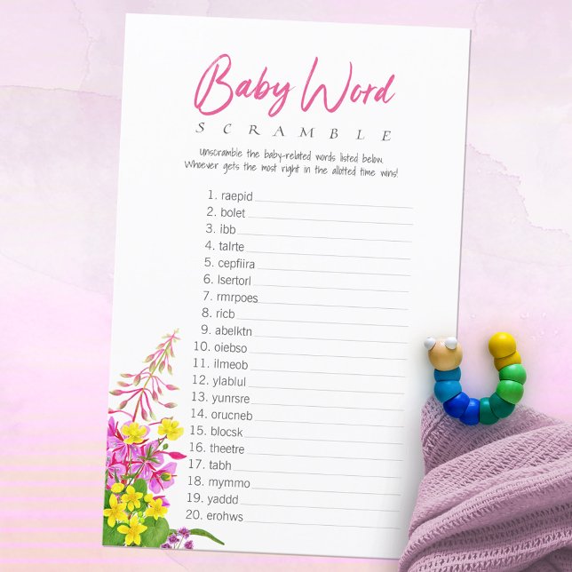 Wildflower Baby Shower Baby Word Scramble Game (Wildflower Baby Shower Baby Word Scramble Game ©Susanne Sachers - Sunny Mind Design 🌞)