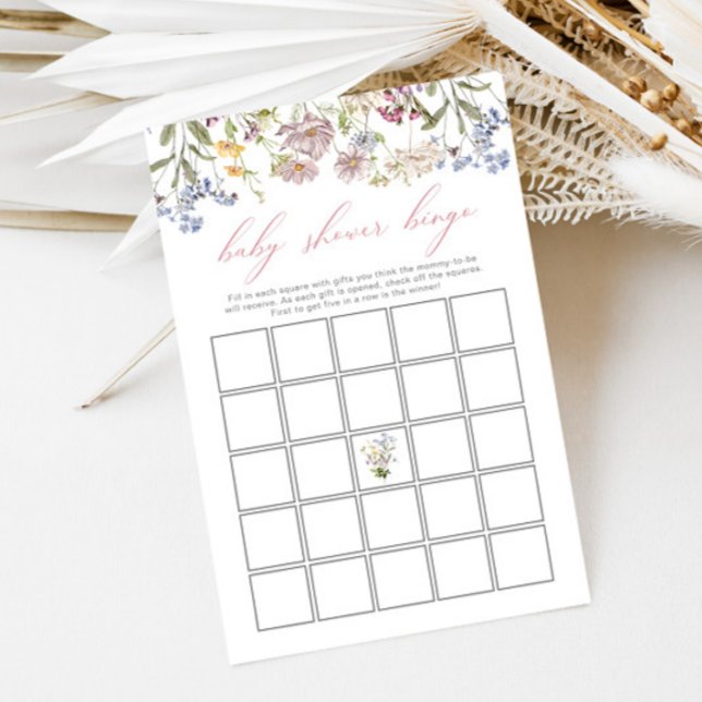Wildflower Baby Shower Bingo Floral Pink Girl  (Creator Uploaded)