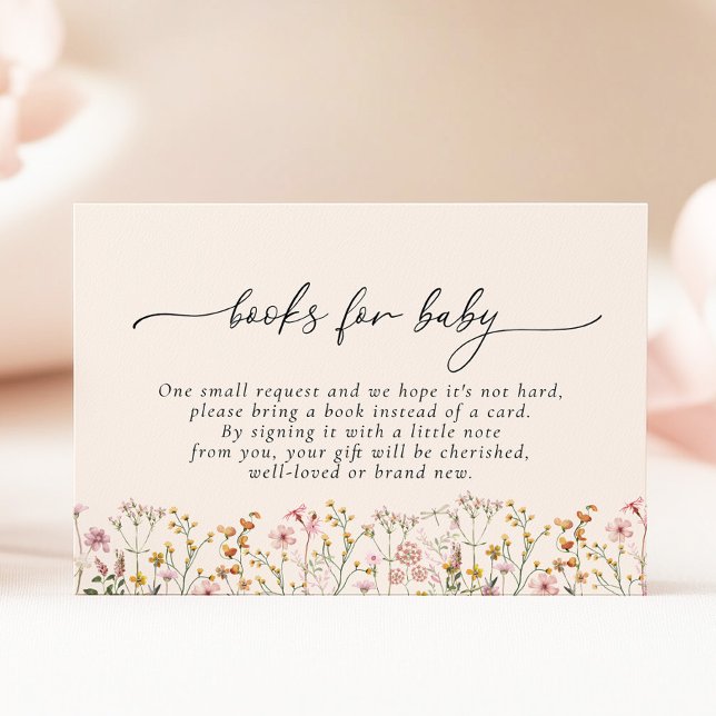 Wildflower Baby Shower Books for Baby Card (Creator Uploaded)
