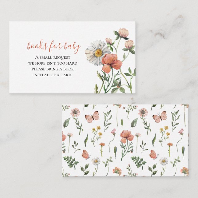 Wildflower Baby Shower books for baby Enclosure Ca Card (Front/Back)