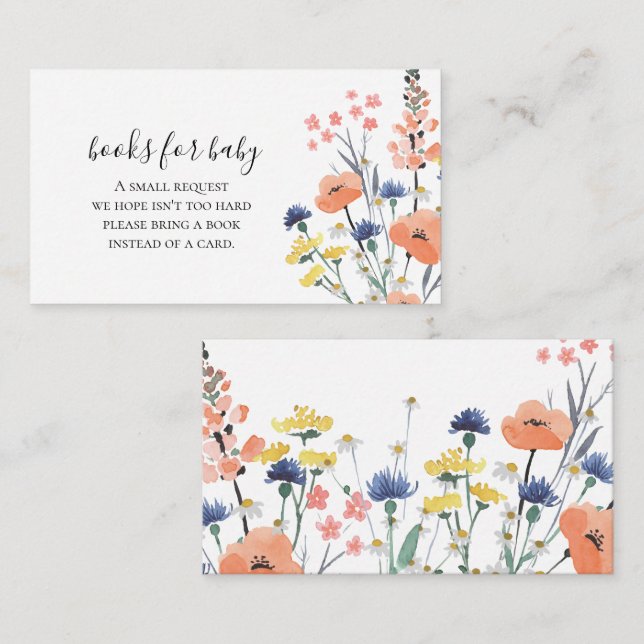 Wildflower Baby Shower books for baby Enclosure Card (Front/Back)
