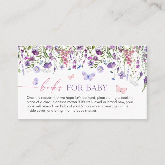 Wildflower Baby Shower Books for Baby Enclosure Card (Front)