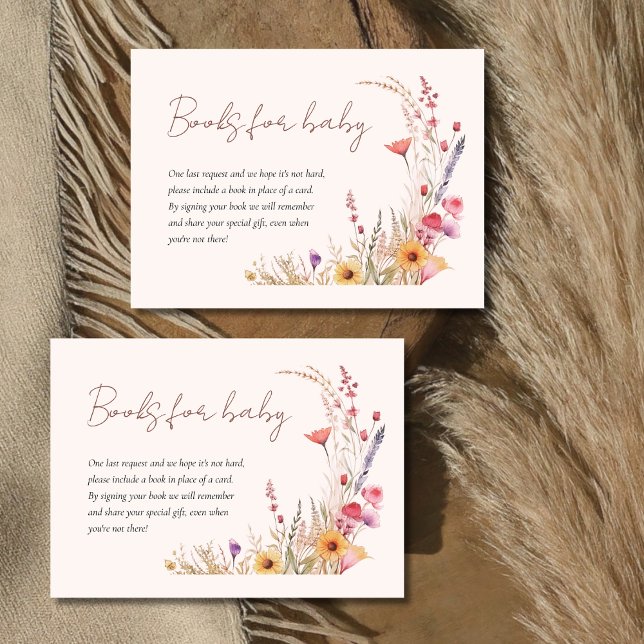  Wildflower Baby Shower Books for Baby Enclosure Card (Creator Uploaded)