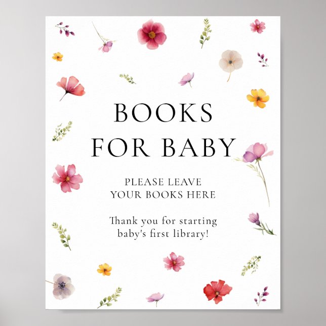 Wildflower Baby Shower Books for Baby  Poster (Front)