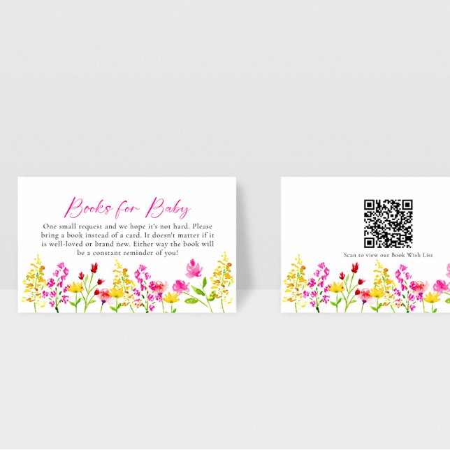 Wildflower Baby Shower Books for Baby QR Code Enclosure Card (Creator Uploaded)