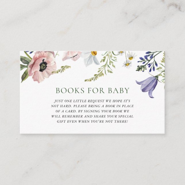 Wildflower Baby Shower Books for Baby Request Enclosure Card (Front)